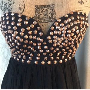Rose gold studded Sassy & Fun strapless dress!